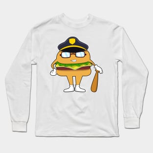 Burger as Police officer with Police hat Long Sleeve T-Shirt